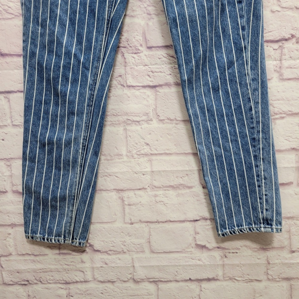 American Eagle Pinstripe High Waisted Mom Jeans Sz 0 Denim Retro Streetwear - Picture 4 of 10